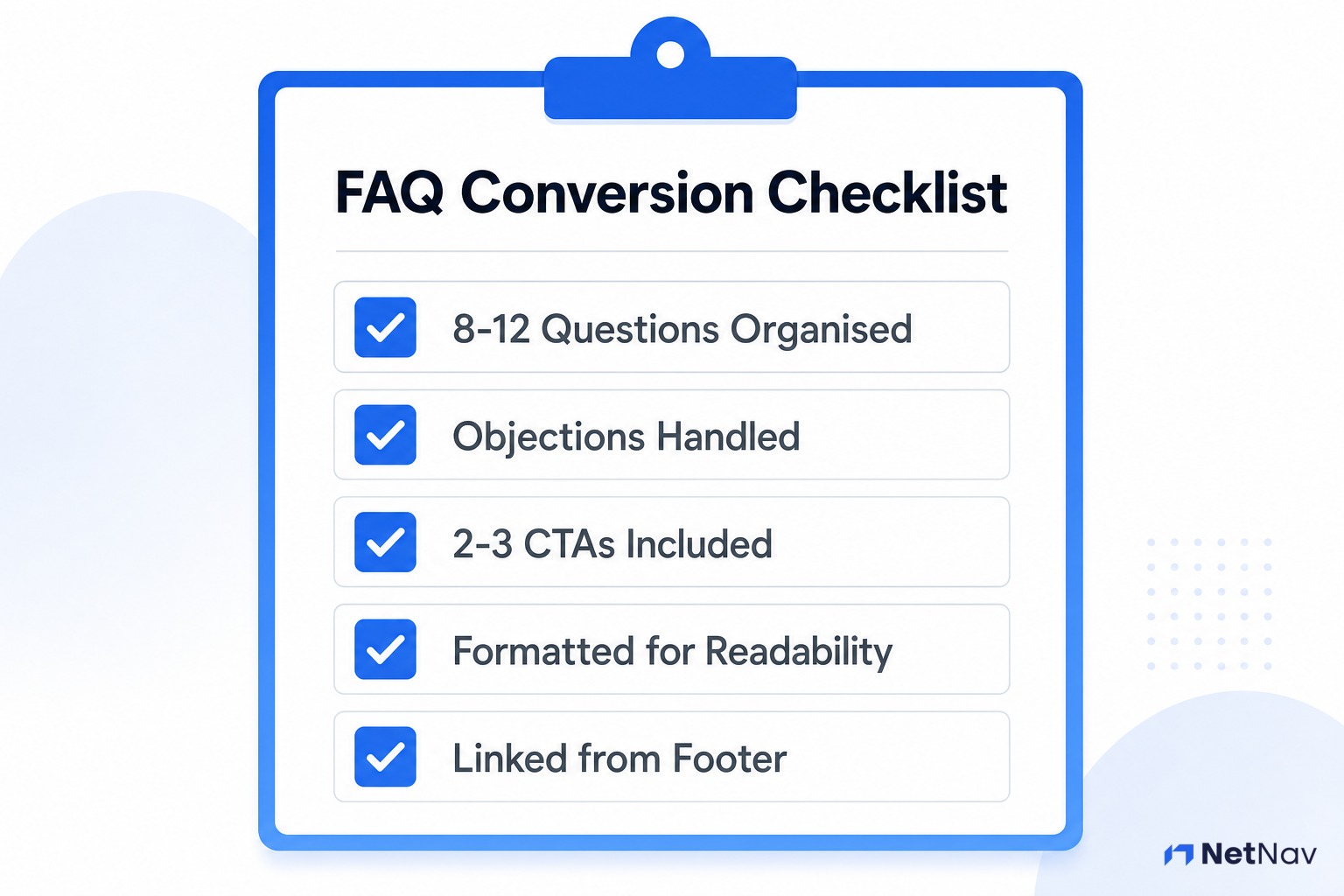 FAQ Conversion Checklist